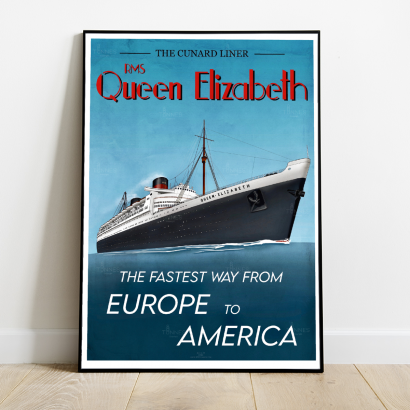 Poster steamer ship RMS "Queen Elizabeth"