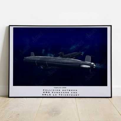 Affiche Poster collision "HMS Vanguard" et "Le Triomphant"