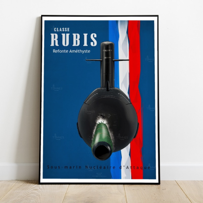 Poster Vintage "Rubis" class (refit) French submarine