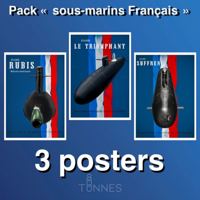 Pack de 3 posters sous-marins Français