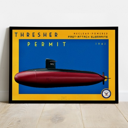 Affiche Poster sous-marin USS Tresher/Permit
