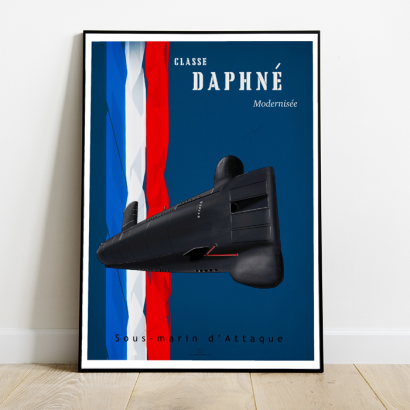 Poster Vintage modernized "Daphné" class french submarine