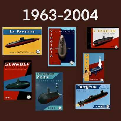 Pack of 7 posters U.S. Navy Submarines (1963-2004)
