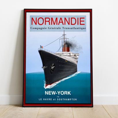 Poster french steamer ship "Normandie"
