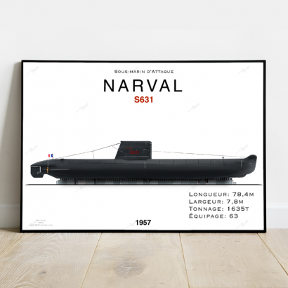 1200 ton submarine profile poster (TO CHOOSE)