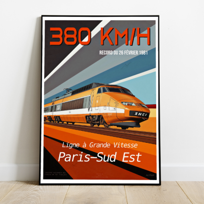 Poster T.G.V French hight speed train (World Record)