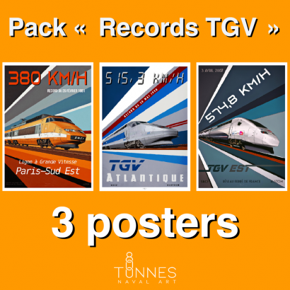 Pack of 3 posters special TGV speed records