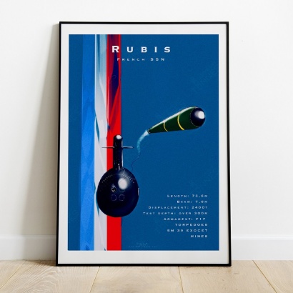 Poster Vintage "Rubis" class French submarine